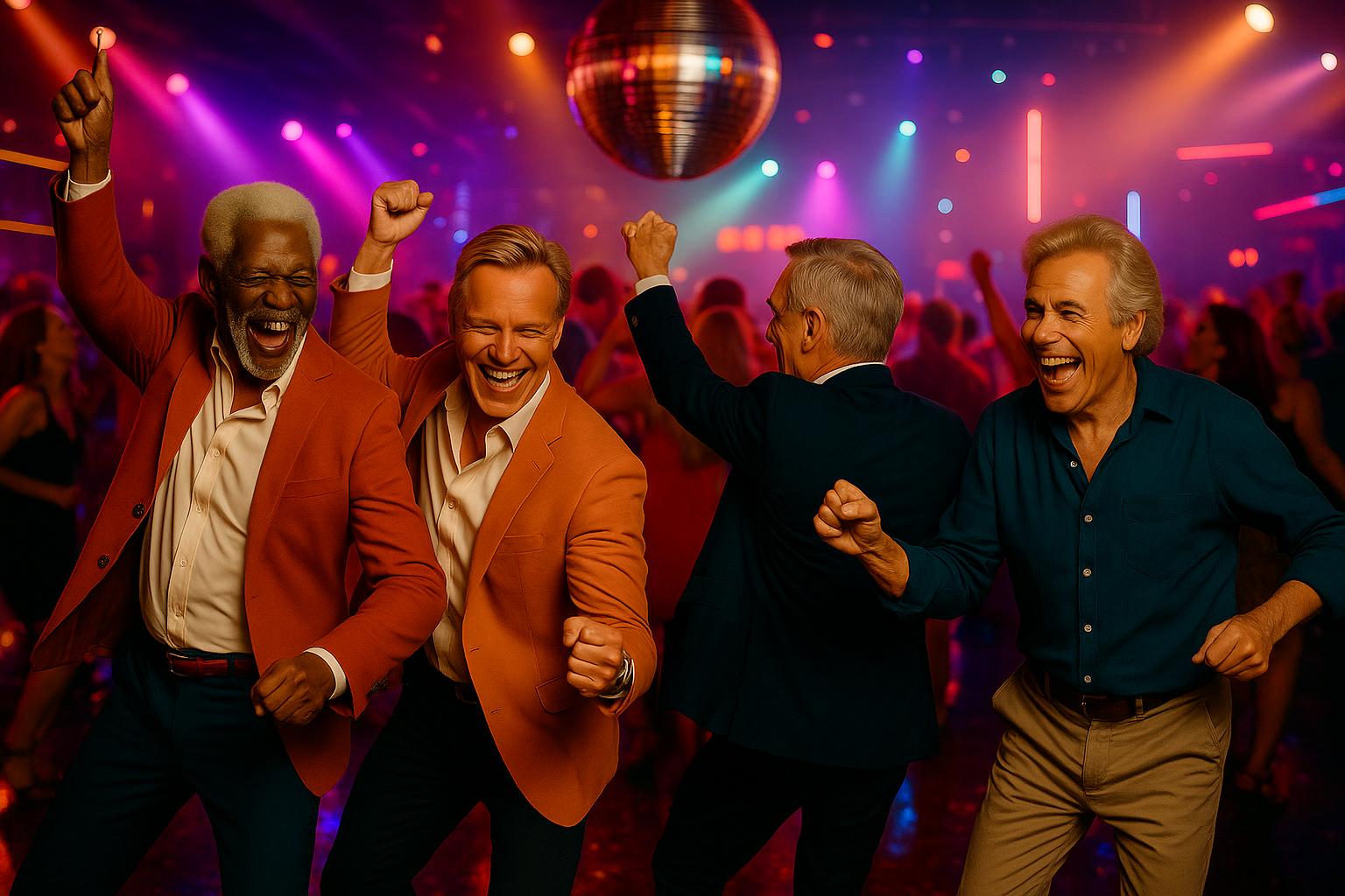 映画『ラストベガス』でラスベガスの夜を楽しむ4人の男性たち